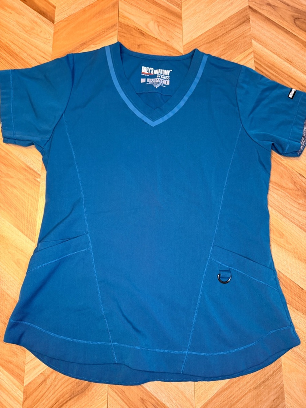 Grey's Anatomy V-Neck Scrub Top in Dark Teal Blue